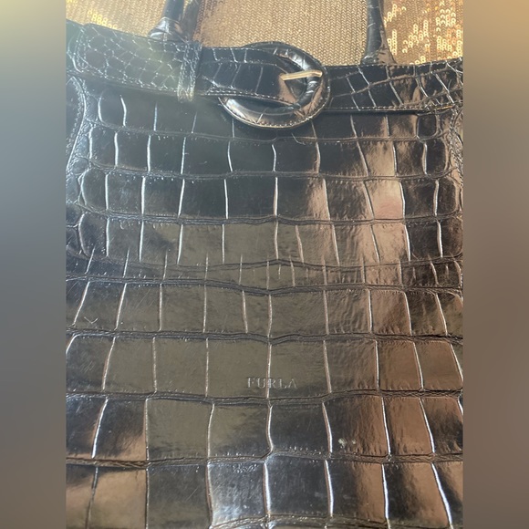 Furla Black Embossed Bag - Picture 12 of 15